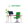 Bank support manager workplace semi flat RGB color vector illustration