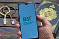 Bank syariah indonesia on smartphone, new and big sharia bank in indonesia