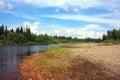 On the bank of the taiga river