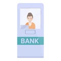 Bank teller cabine icon, cartoon style