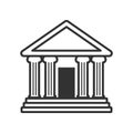 Bank or Temple with Columns Outline Icon