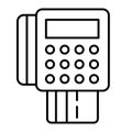 Bank terminal for card payment thin line icon. Pos terminal vector illustration isolated on white. Card payment terminal Royalty Free Stock Photo