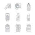 Bank terminal credit card icons set, outline style Royalty Free Stock Photo