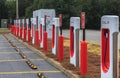 Bank of Tesla EV Supercharger Stations
