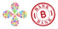 Bank Textured Seal and Bitcoin Multicolored Centrifugal Flower Cluster