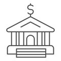 Bank thin line icon. Financial building and dollar symbol, outline style pictogram on white background. Money sign for Royalty Free Stock Photo