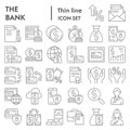 Bank thin line icon set, finance symbols collection, vector sketches, logo illustrations, payment signs linear Royalty Free Stock Photo