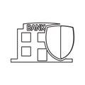 bank under protection icon. Element of cyber security for mobile concept and web apps icon. Thin line icon for website design and Royalty Free Stock Photo