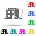 bank under protection multi color style icon. Simple glyph, flat vector of cyber security icons for ui and ux, website or mobile Royalty Free Stock Photo