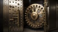 bank vault door with a large combination lock two generative AI