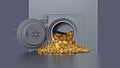 Bank vault door opening revealing a golden coin Royalty Free Stock Photo