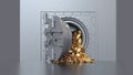 Bank vault door opening revealing a golden coin Royalty Free Stock Photo