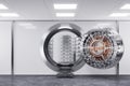 Bank vault door in premise bank. Safety concept. 3d Royalty Free Stock Photo