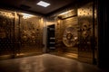 Safe deposit boxes room in bank vault. Inside in Bank vault room with Dollars and euro money. Royalty Free Stock Photo