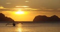 Banka, traditional filipino boat, at sunset in the Philippines