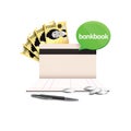 bankbook with vouchers. Vector illustration decorative design