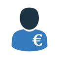 Banker, businessman, collector, economist, euro financier, financial manager, rich man icon. Simple editable vector graphics