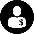 Banker, businessman, dollar icon. Rounded vector design