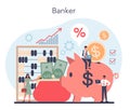 Banker concept. Idea of finance income, money saving