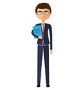 Banker with glasses flat cartoon illustration