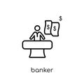 Banker icon. Trendy modern flat linear vector Banker icon on white background from thin line Cryptocurrency economy and finance c Royalty Free Stock Photo