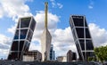 Bankia skyscraper in Plaza de Castilla Square in Madrid against sky