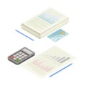 Banking accounting tools set. Analytics, financial planning, market analysis vector illustration Royalty Free Stock Photo