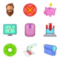 Banking app icons set, cartoon style Royalty Free Stock Photo