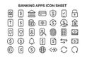 Banking Apps Icon Set Vector Collection for Mobile and Online Banking Digital Finance Tools Royalty Free Stock Photo