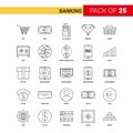 Banking Black Line Icon - 25 Business Outline Icon Set