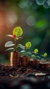 Banking blossoms stacked coins nurture a thriving financial greenery