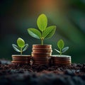 Banking blossoms stacked coins nurture a thriving financial greenery