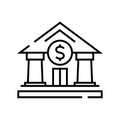 Banking building line icon, concept sign, outline vector illustration, linear symbol. Royalty Free Stock Photo