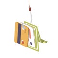 Banking card and cash money hang on fishing hook vector graphic illustration. Data phishing, internet fraud, cybercrime