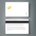 Banking chip credit card realistic mockup. Clear plastic card template.