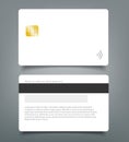 Banking chip credit card realistic mockup. Clear plastic card template.