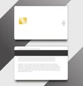 Banking chip credit card realistic mockup. Clear plastic card template. Royalty Free Stock Photo