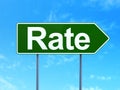 Banking concept: Rate on road sign background