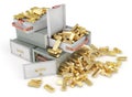 Banking concept. Stack of bank cells full of gold isolated on a white. 3d