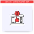Banking crisis line icon. Editable illustration