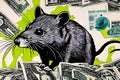 Banking crisis - Rat among torn banknotes