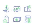 Banking, Decreasing graph and Candlestick chart icons set. Loyalty points, Income money and Credit card signs. Vector Royalty Free Stock Photo