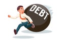 Banking economic crisis run away businessman debt escape attempt scared stress isolated cartoon character vector