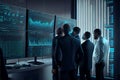 Banking Finance Economy Currency Fund. group of Stock traders analysing graph screen Royalty Free Stock Photo