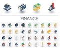 Banking and finance isometric icons. 3d vector