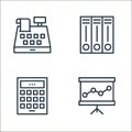banking and finance line icons. linear set. quality vector line set such as presentation, caculation, file Royalty Free Stock Photo
