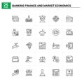 25 Banking Finance and Market Economics icon set. vector background