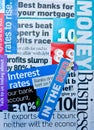 Banking and finance: newspaper cuttings. Royalty Free Stock Photo