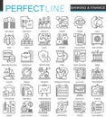 Banking finance thin line web icons set. Money and payments Online shopping Outline stroke icons design.