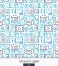Banking and finance wallpaper. Bank seamless pattern